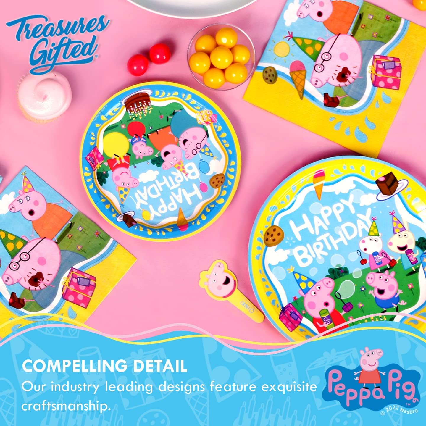 Treasures Gifted Servilletas de fiesta de cumpleaños de Peppa Pig con licencia oficial, paquete de 32 servilletas de Peppa Pig – Servilletas para