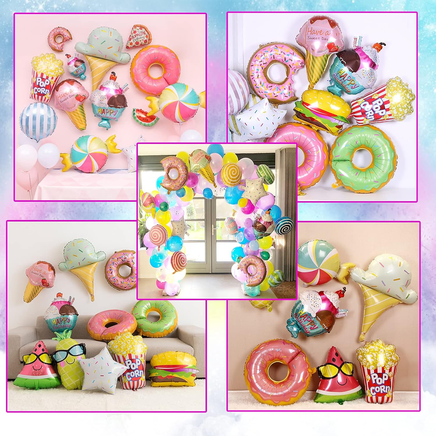 Globos de helado Kawaii en forma de dona y helado de Mylar para fiesta de cumpleaños, baby shower, verano, decoración de fiesta de Hawaii, paquete