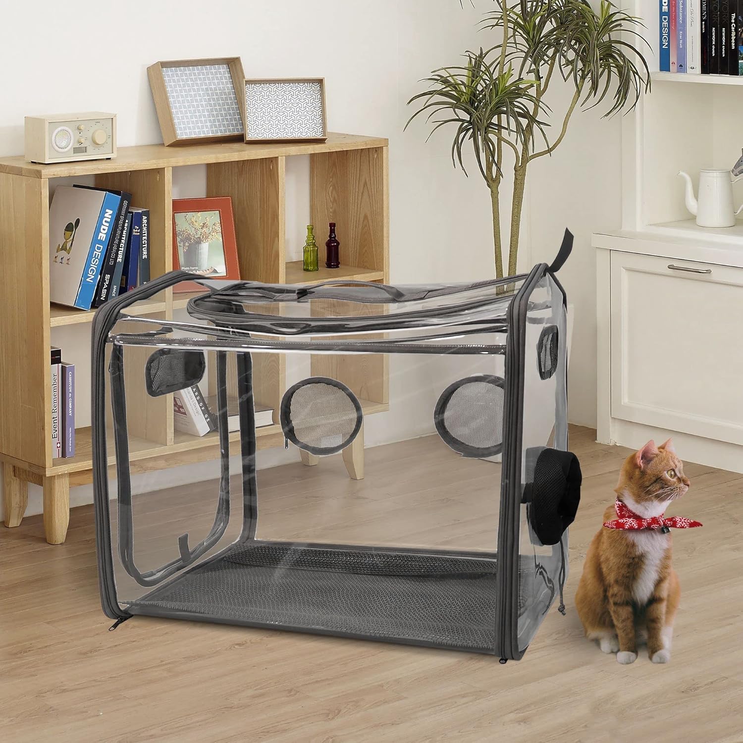 Caja de secado de mascotas, sala de secado portátil para gatos, jaula plegable para secadora de jaula para perros con plástico PVC resistente