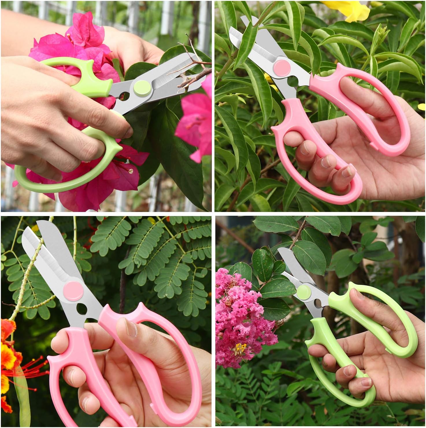 Leize Tijeras de flores, tijeras florales de acero inoxidable multifunción de alta calidad, podadora gruesa para flores, ramas y hojas (rosa)