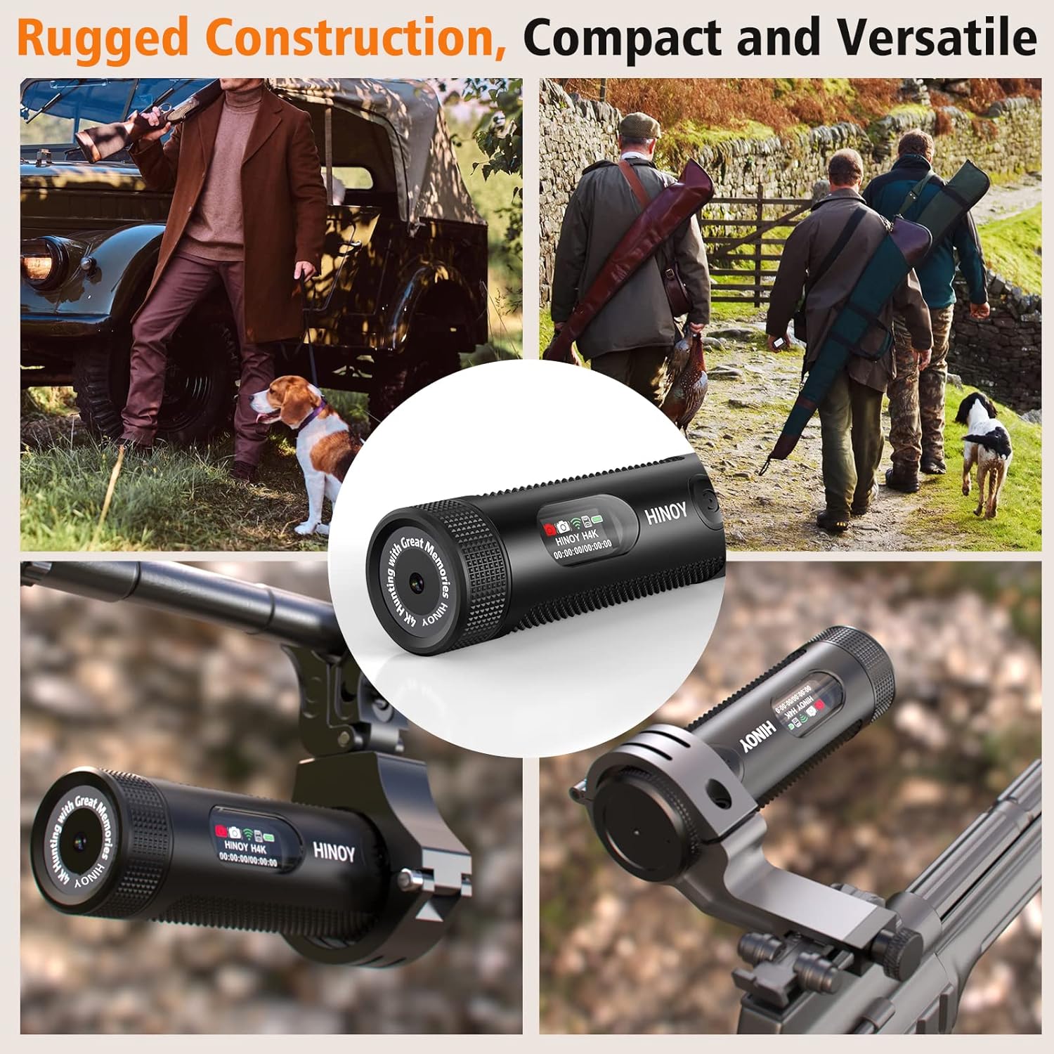 Kit profesional de cámara de acción de caza de video H4K, videocámara WiFi real 4K, grabación de 10H, cámara impermeable de 30M, 3 soportes de 64 GB