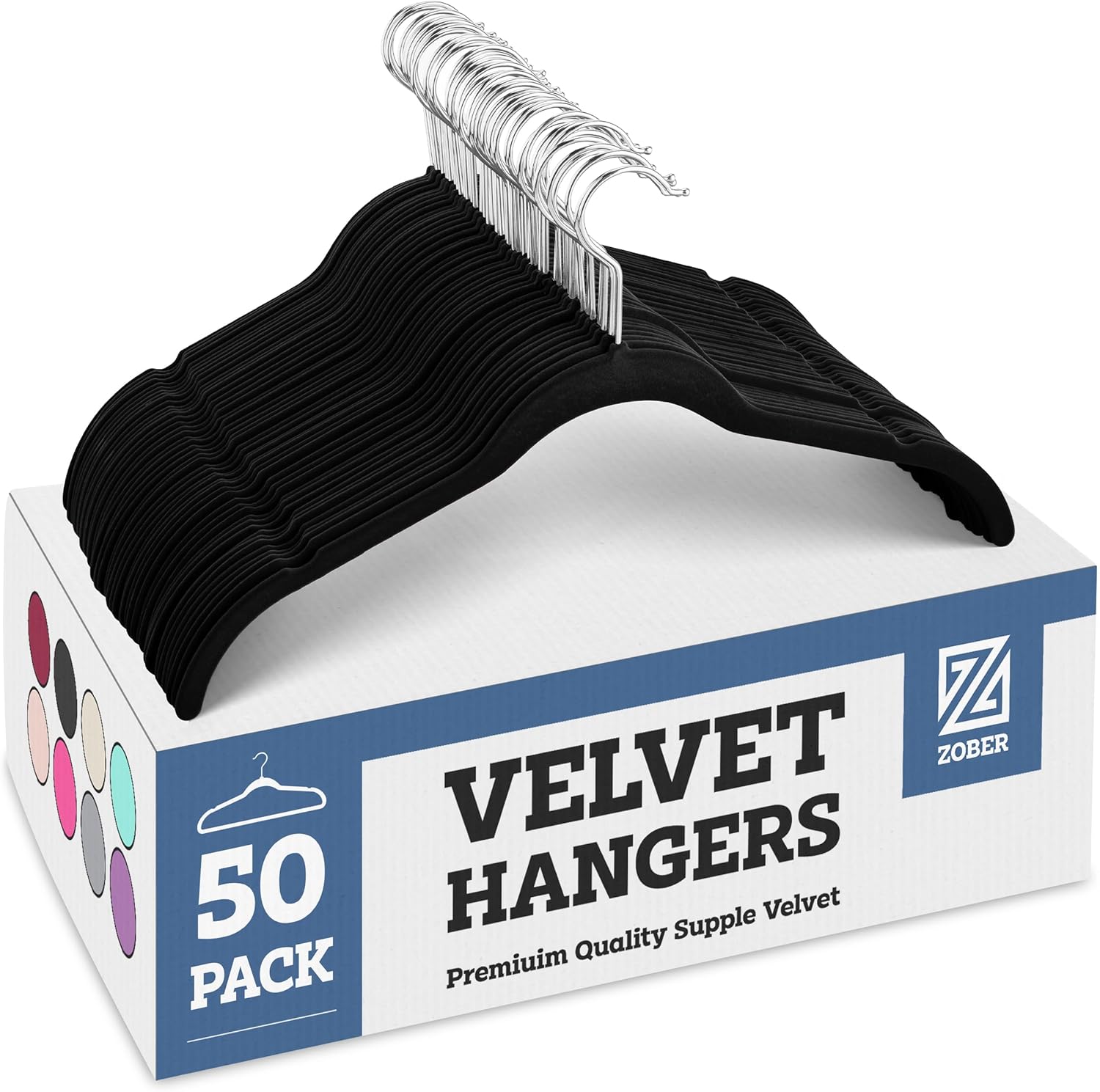 ZOBER Paquete de 50 camisas de terciopelo de alta calidad, ropa antideslizante, perchas ultra delgadas para camisetas, camisas de vestir, blusas,