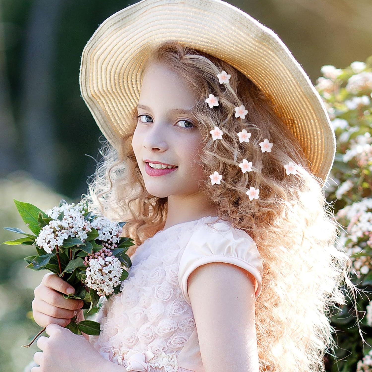 20 pinzas pequeñas para el pelo de flores para niñas y mujeres, lindos clips de flores para el cabello, pasadores de pelo de boda, accesorios para