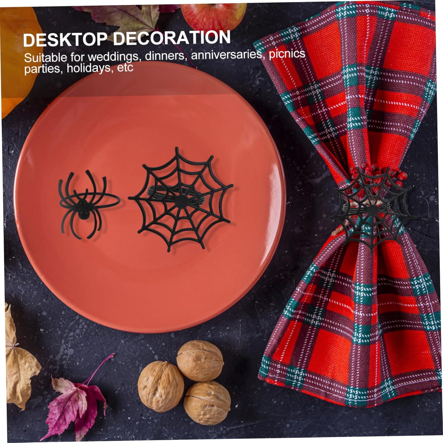 8 unids de Halloween servilleta hebilla de Halloween telaraña servilleta redonda de Halloween servilleta titulares de Halloween suministros fiesta