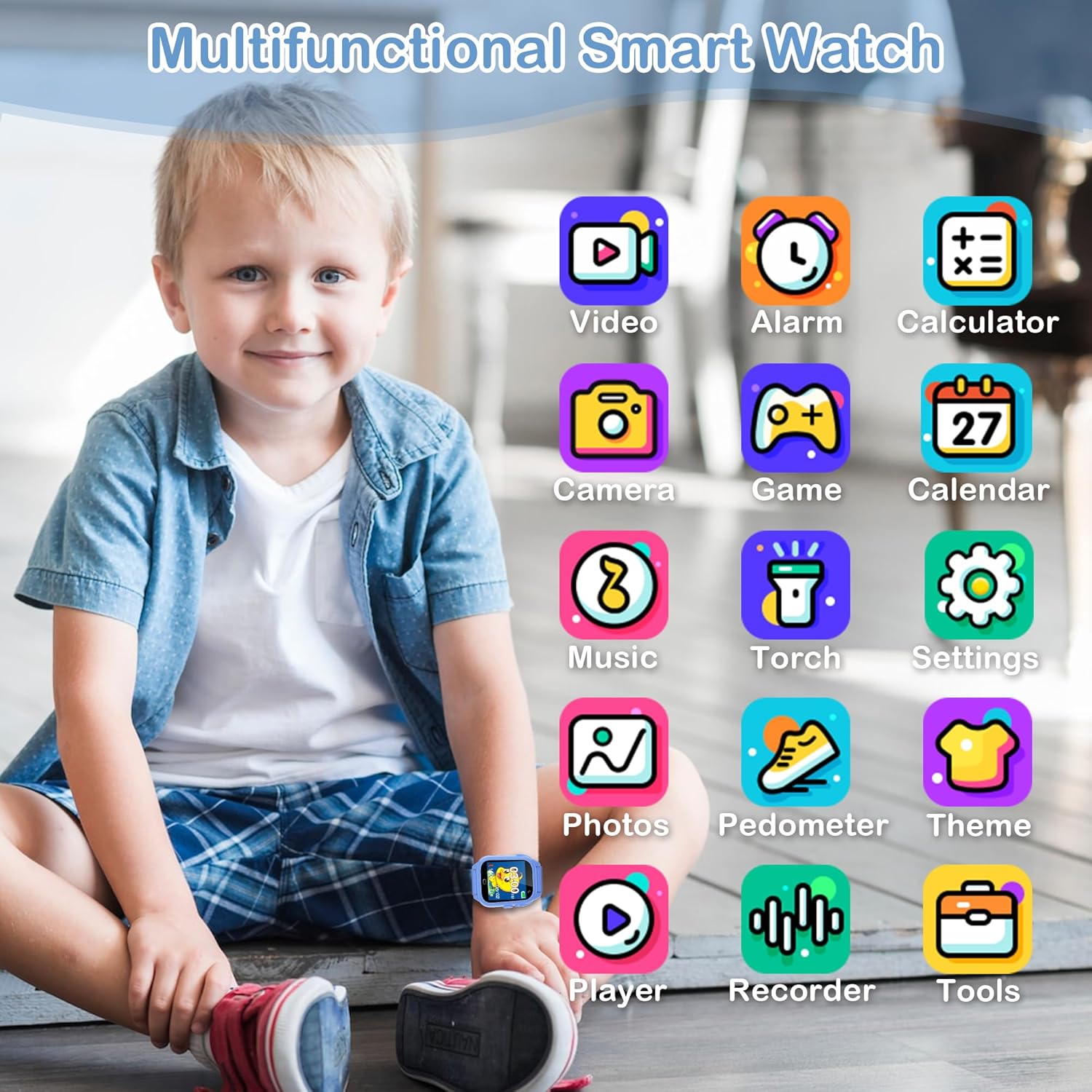 Reloj inteligente para niños, juguetes de juego para niños de 4 a 12 años de edad, calendario de regalo de cumpleaños, educación, juguetes de