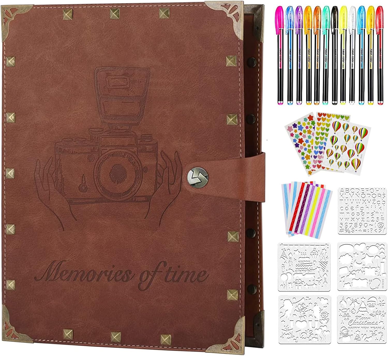 ZEEYUAN Álbum de fotos de bricolaje, 60 páginas, libro de fotos de memoria de cuero, 8.5 x 11 pulgadas, álbum de recortes de viaje vintage, álbumes