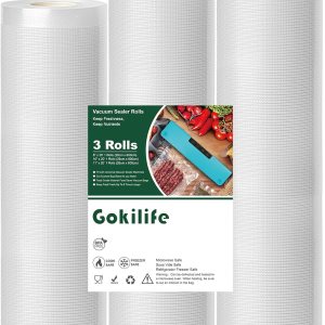 Gokilife Bolsas de sellado al vacío, paquete de 3 bolsas de sellado al vacío de 8 x 20 pies x 20 pulgadas x 20 pies 11 pulgadas x 20 pies, rollos de Gokilife Bolsas de sellado al vacío, paquete de 3 bolsas de sellado al vacío de 8 x 20 pies x 20 pulgadas x 20 pies 11 pulgadas x 20 pies, rollos de