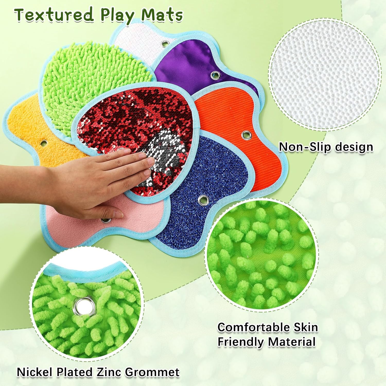 Juego de 8 mini alfombrillas sensoriales con textura surtida, tapetes sensoriales para textura, azulejos sensoriales educativos táctiles sensoriales