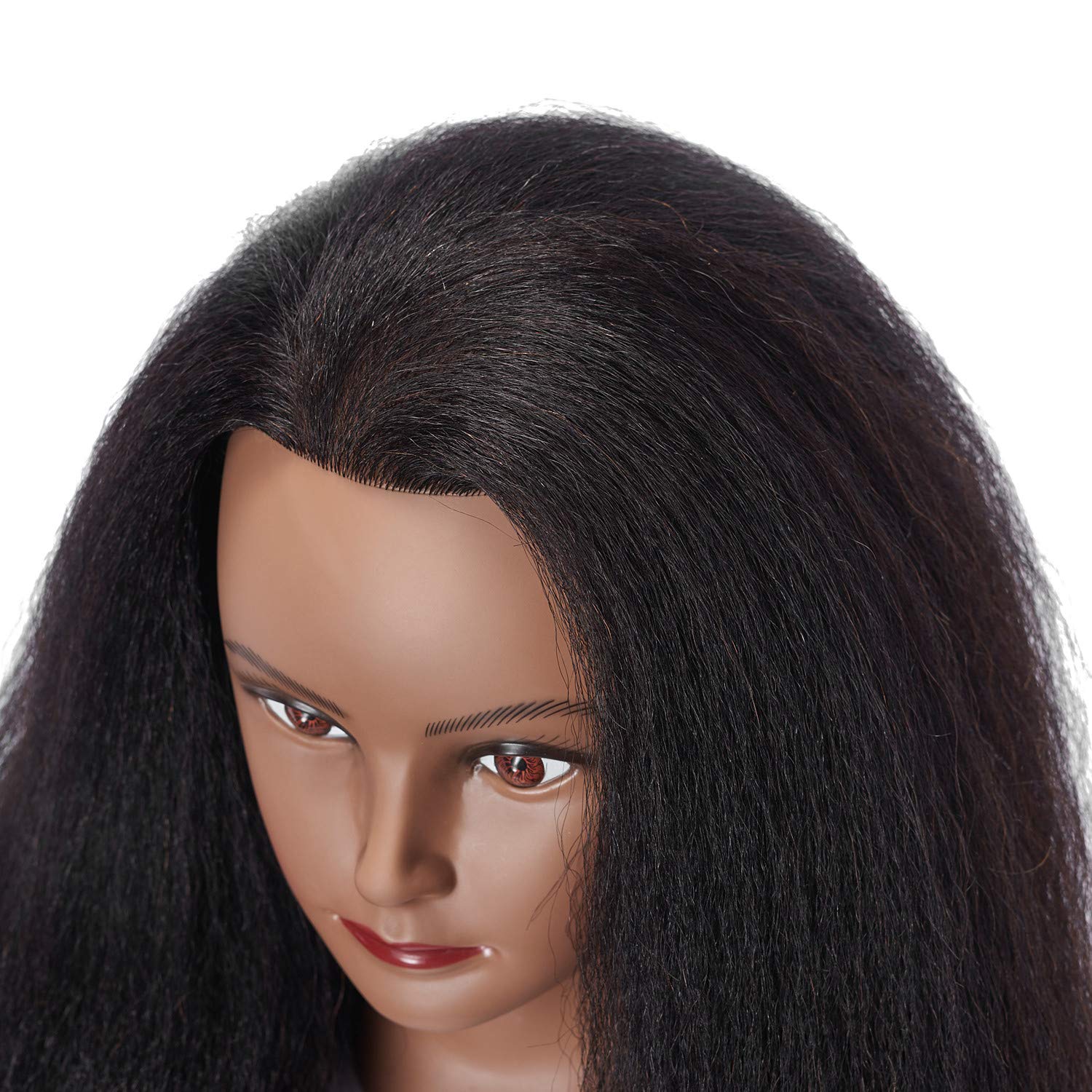 Cabeza de maniquí con cabello afro 100 % real, para estilizar, cabeza de muñeca para entrenamiento de cosmetología, cabeza de maniquí para práctica,