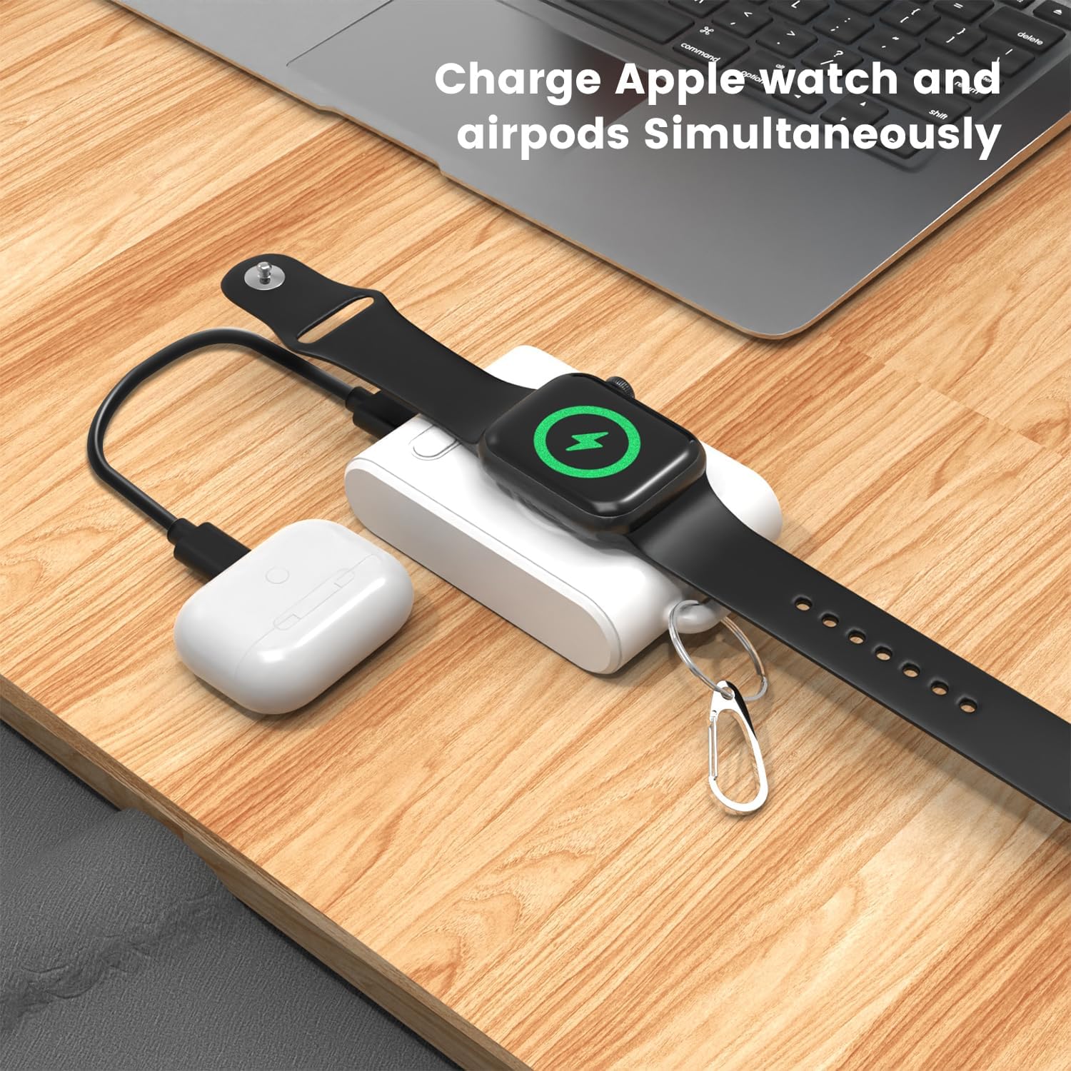 Cargador inalámbrico portátil para Apple Watch, llavero inteligente de 2000 mAh, cargador de batería mini Power Emergency Pod Compact Magnetic