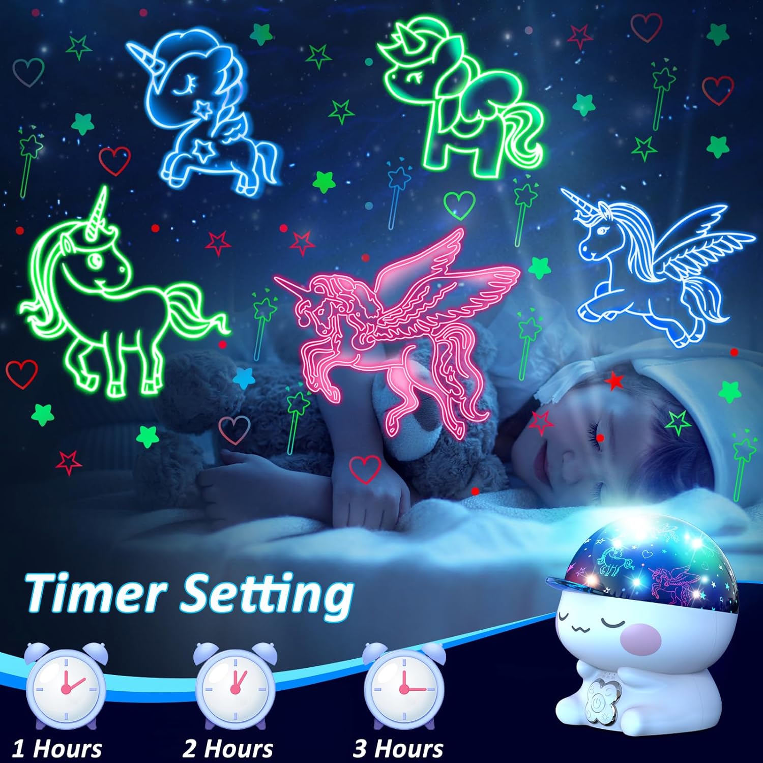 Regalos de unicornios para niñas, juguetes para niñas de 8 a 10 años, juguetes de unicornio para niñas de 6 a 8 años. Unicornio. Proyector de luz