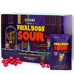 Final Boss Caramelos extremadamente ácidos, gomitas naturales de arándano masticables hechas con frutas secas, libres de colores artificiales, Final Boss Caramelos extremadamente ácidos, gomitas naturales de arándano masticables hechas con frutas secas, libres de colores artificiales,