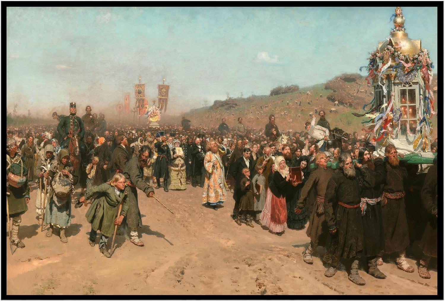 Ilya Repin – Póster de Procesión Religiosa en la provincia de Kursk por Ilya Repin para decoración de pared, impresión sin marco, pósters, imágenes