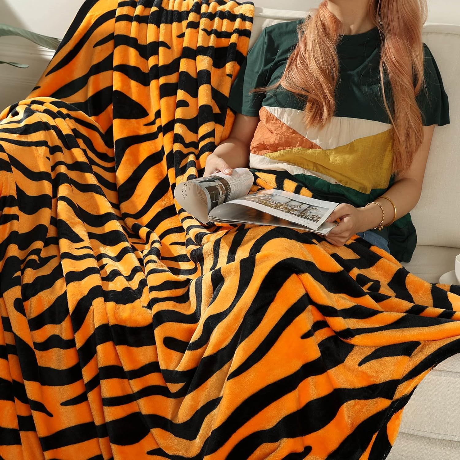 NANPIPER Manta de cama suave para decoración de habitación, mullida, tamaño individual, mantas cálidas con estampado de cebra