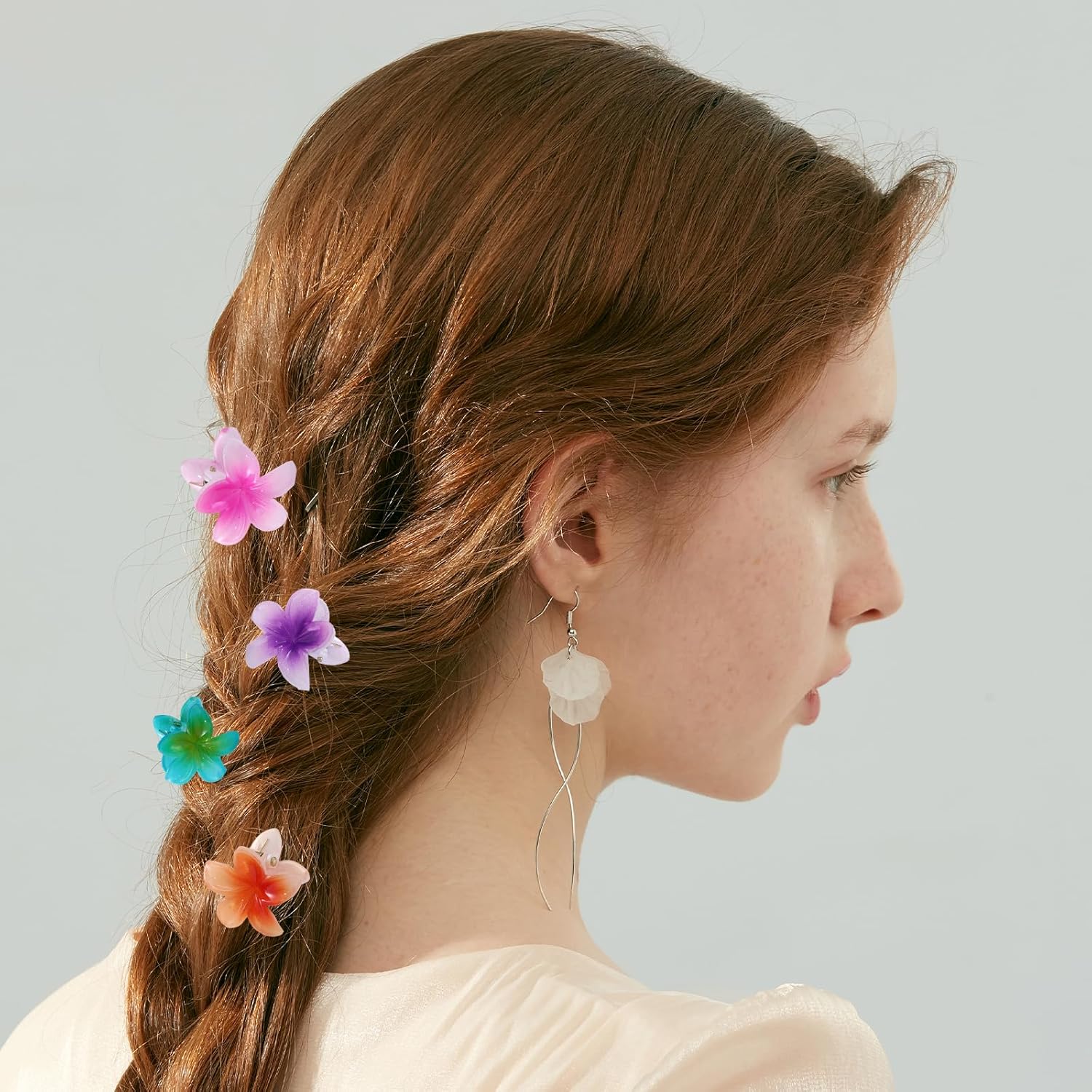 MHDGG Pinzas para el cabello con flores pequeñas, 12 pinzas para el cabello para mujeres, pinzas antideslizantes para el cabello, accesorios de