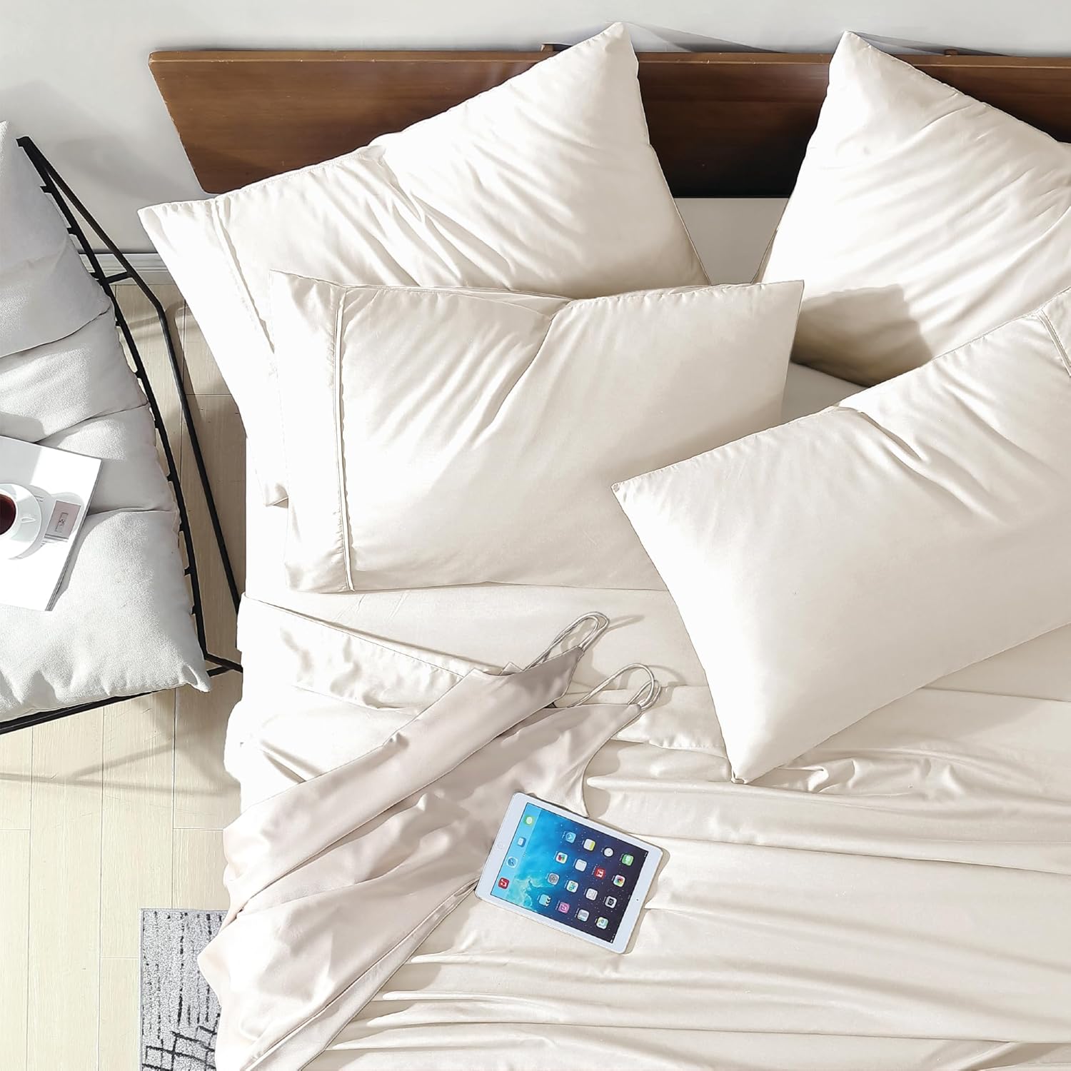 Swift Home Juego de sábanas de microfibra Cal King de 6 piezas (incluye 2 fundas de almohada), cepillado ultrasuave, extremadamente duradero, fácil