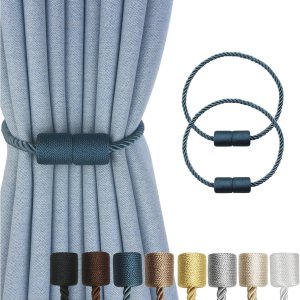 Hangtty Alzapaños magnéticos para cortinas, paquete de 2 soportes de cortina azules para cortinas modernas, alzapaños decorativos para cortinas Hangtty Alzapaños magnéticos para cortinas, paquete de 2 soportes de cortina azules para cortinas modernas, alzapaños decorativos para cortinas