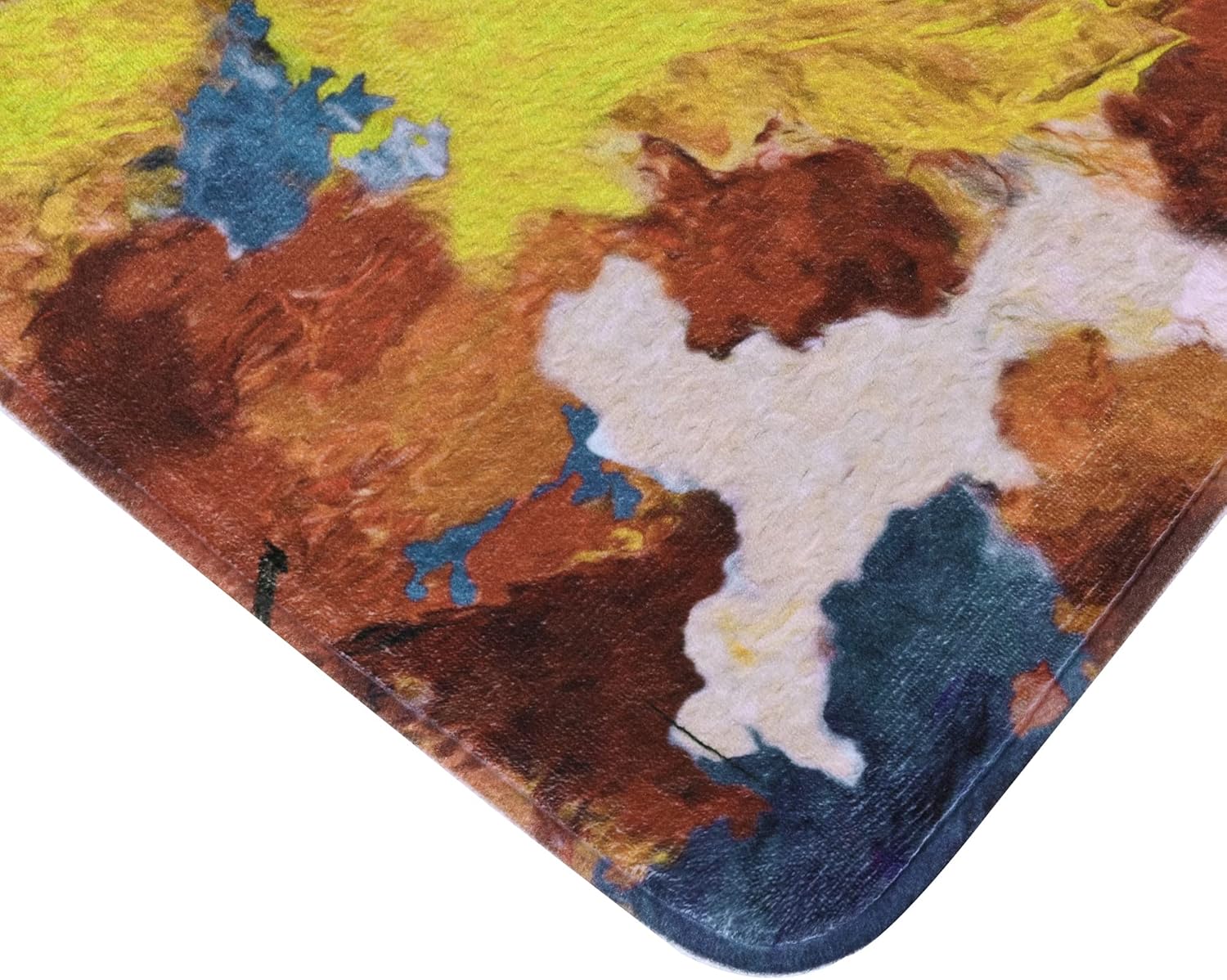 LIVILAN Alfombras de baño abstractas de color amarillo, con pintura al óleo, antideslizantes, ultra suaves y absorbentes de agua, alfombra de baño