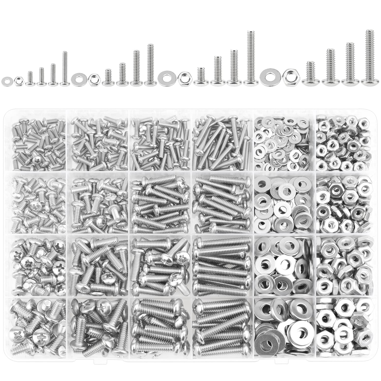 722 piezas #4-40#6-32#8-32#10-24, kit surtido de tornillos de máquina Phillips de cabeza plana, acero inoxidable 304, rosca totalmente a máquina