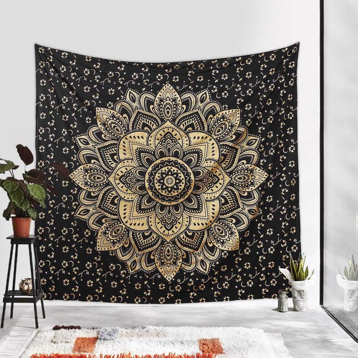 Tapices Madhu International dorados con diseño de Mandala