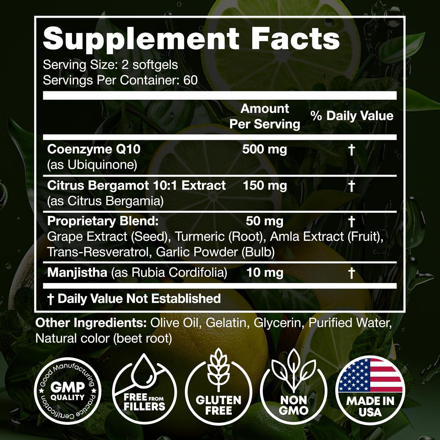 CoQ10 de alta absorción 500 mg – Suplemento Co Q 10 120 cápsulas blandas para la salud del corazón y la producción de energía – Suplementos