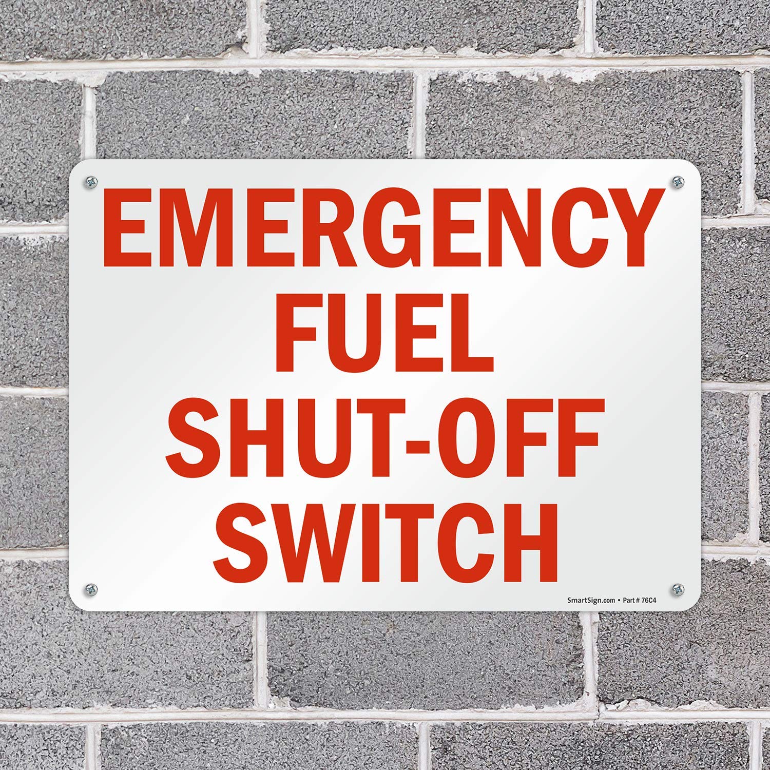 SmartSign Letrero de metal con “Interruptor de apagado de combustible de emergencia” de 10 x 14 pulgadas, serigrafiado, aluminio laminado a prueba