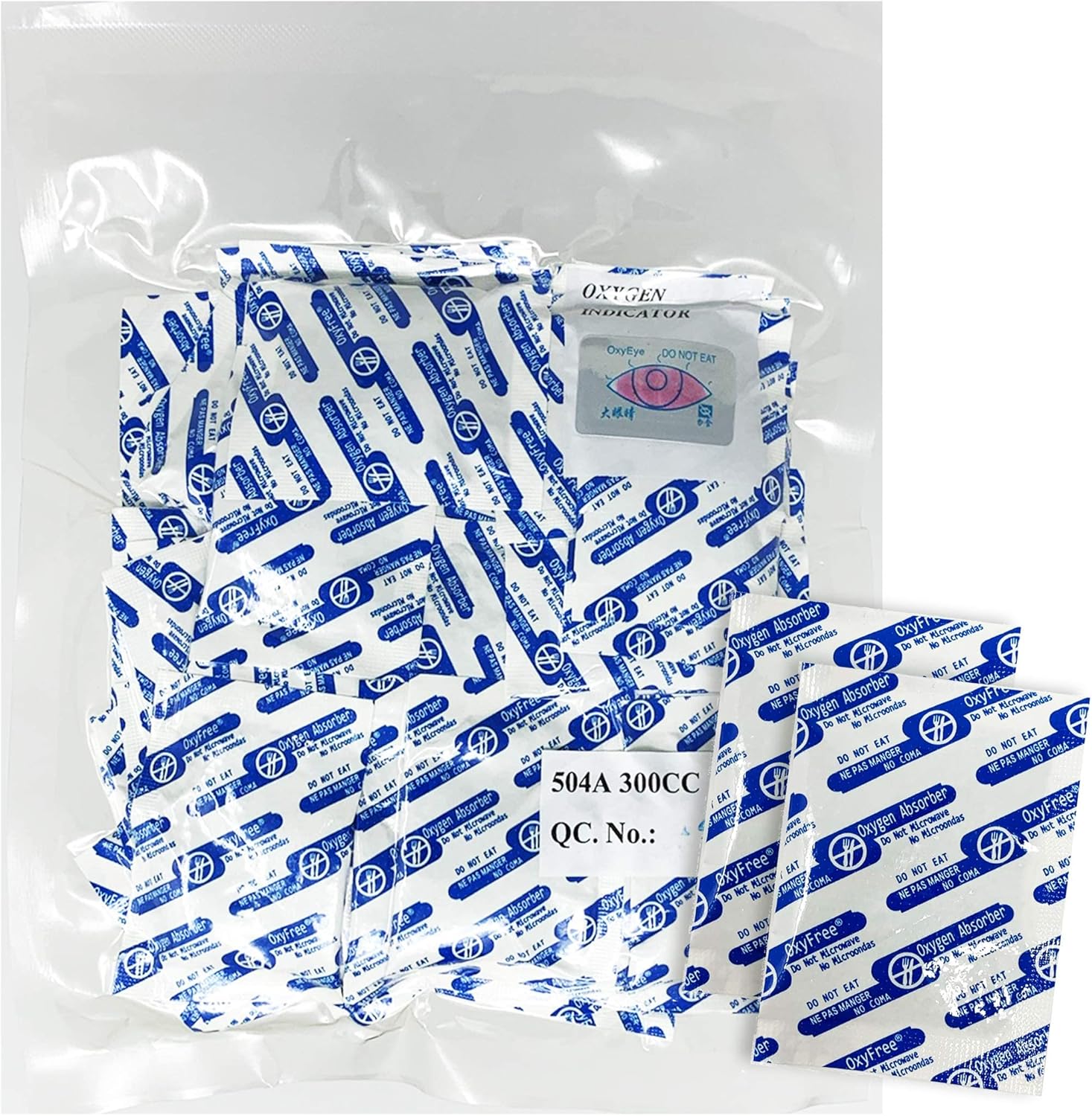 OxyFree Absorbentes de oxígeno para bolsas Mylar o bolsas selladoras al vacío para almacenamiento de alimentos (300 cc – cantidad 50)