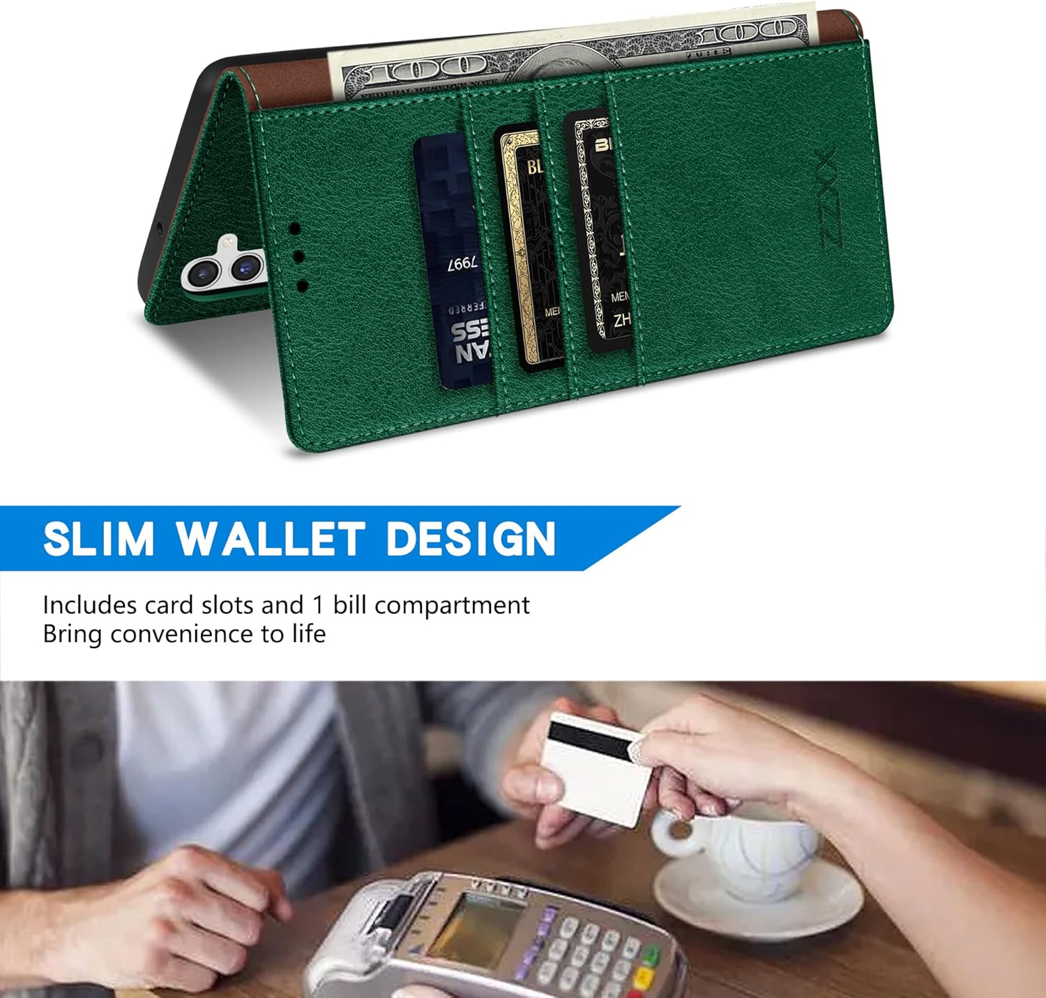 ZZXX Funda tipo cartera para Samsung Galaxy A54 5G con bloqueo RFID, ranura para tarjetas, función atril, cierre magnético, funda protectora de