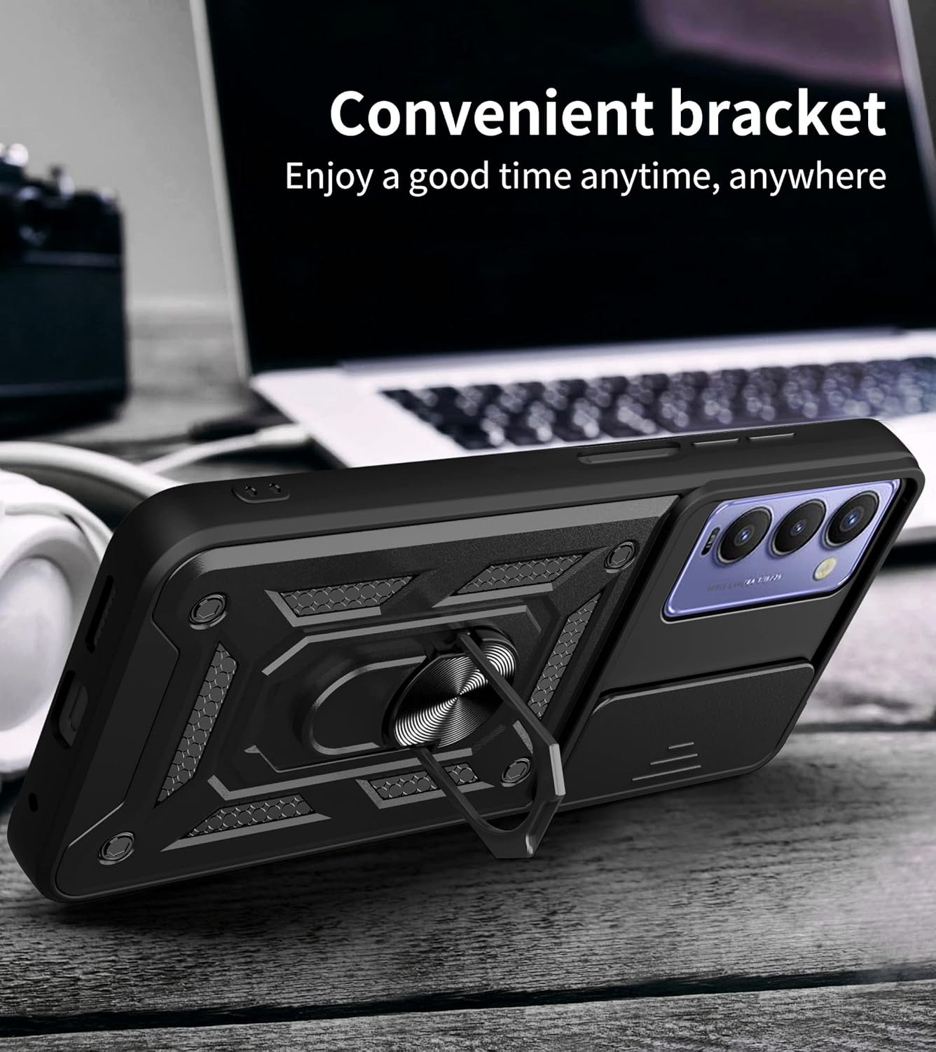 Compatible con Tecno Camon 18 P Carcasa de soporte, con cubierta deslizante para lente de cámara compatible con Tecno Camon 18P CH7n CH7  Camon 18