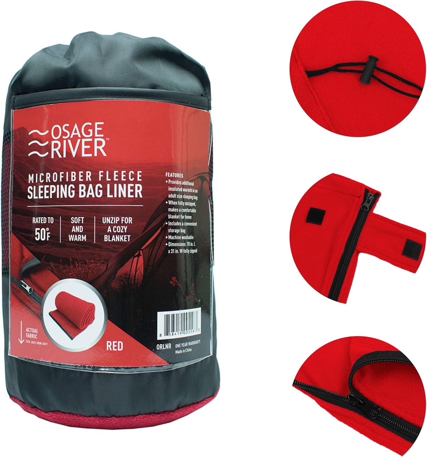 OSAGE RIVER Forro para saco de dormir, sábana de viaje de forro polar de microfibra para camping, viajes, mochileros, saco de dormir ligero con