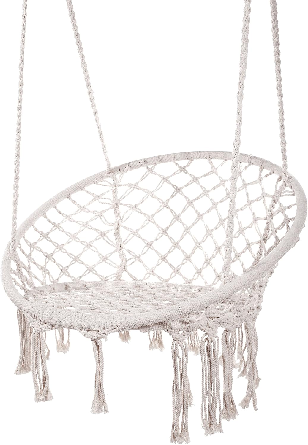 Hamaca con columpio de macramé, cuerda de algodón para colgar, para interiores, exteriores, hogar, patio, porche, cubierta, jardín, peso máximo 260