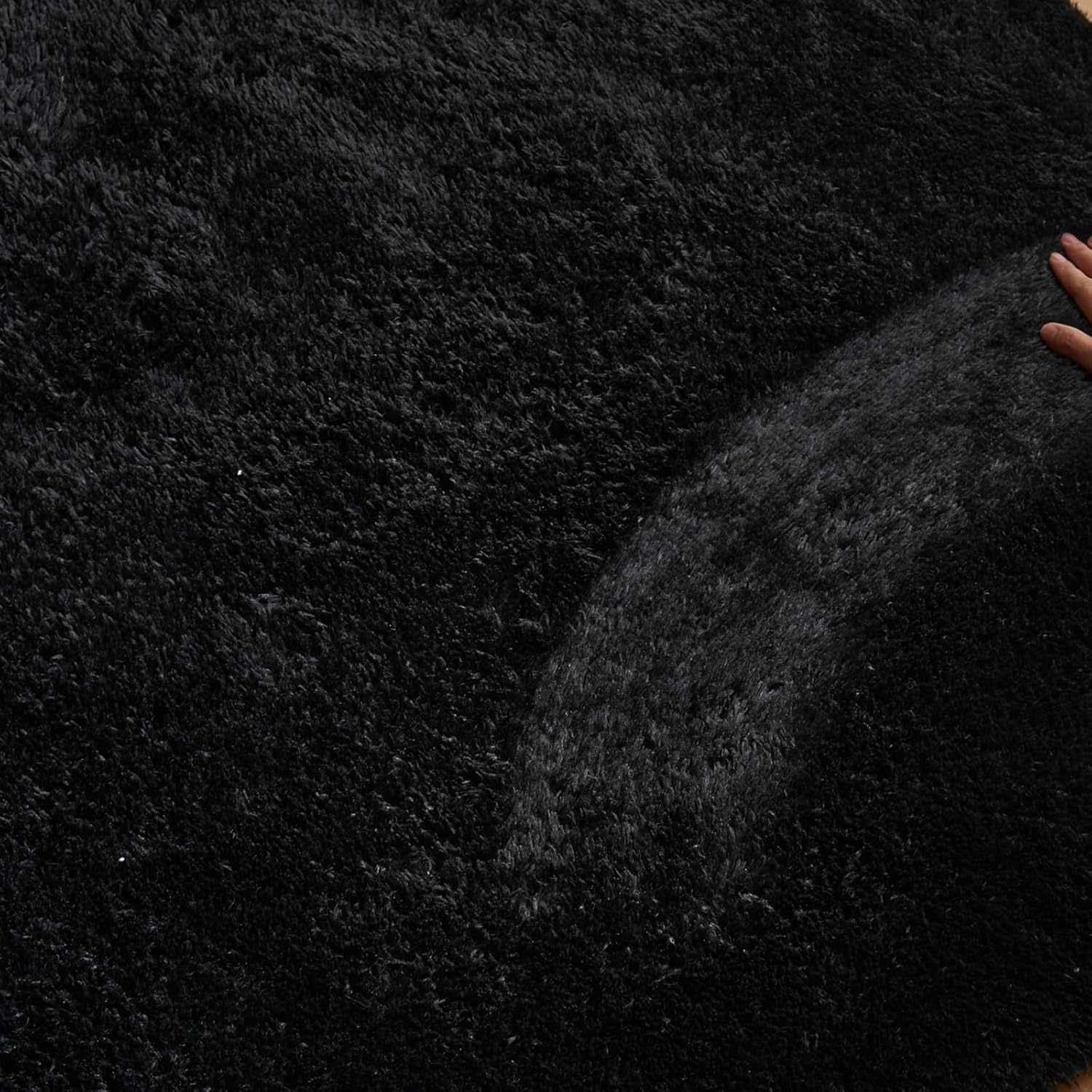 Arbosofe Alfombras para sala de estar, alfombra de área para dormitorio, alfombra negra de 9 x 12 pulgadas, alfombra grande para sala de juegos,