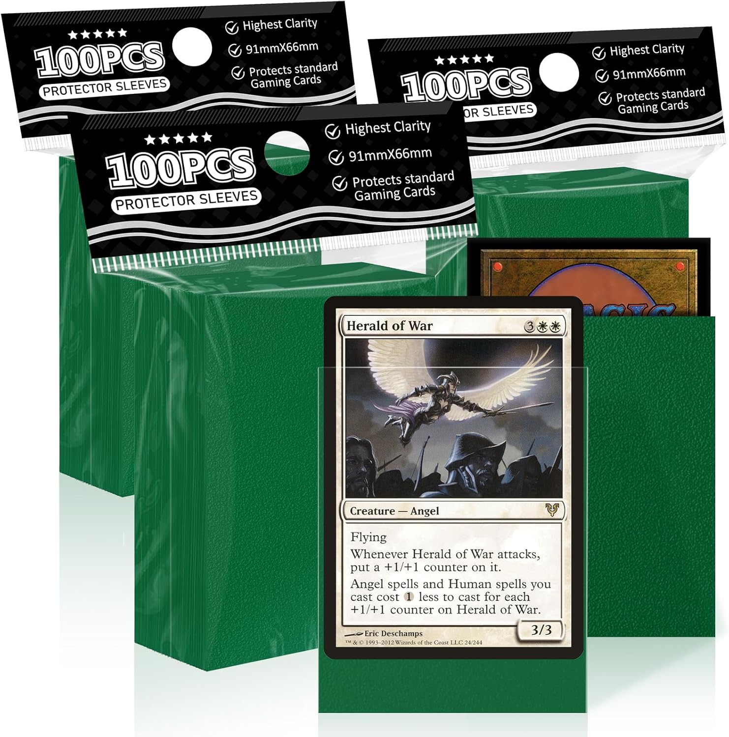 Fundas de tarjeta verdes mate para MTG, 300 piezas de ajuste perfecto fundas estándar para tarjetas de intercambio de tarjetas deportivas, tarjetas