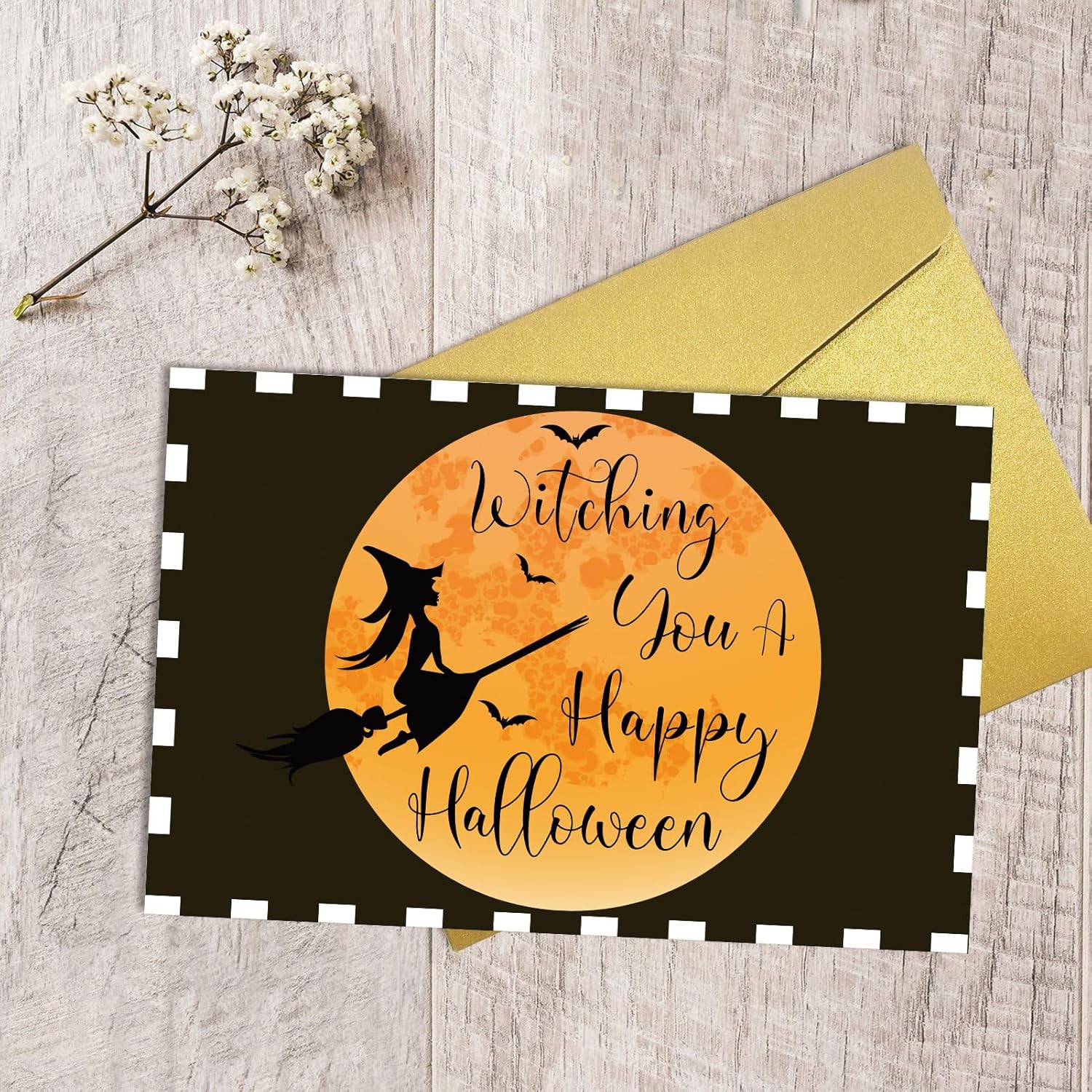 Qiliji Divertida tarjeta de Halloween para él, tarjeta de Halloween de bruja, tarjeta de Halloween de mago, tarjeta de juego de palabras de