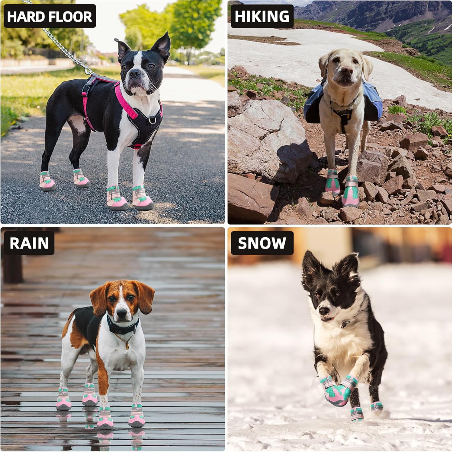 Zapatos para perros grandes botas transpirables para perros medianos, protectores de patas para pavimento caliente de verano, nieve de invierno,