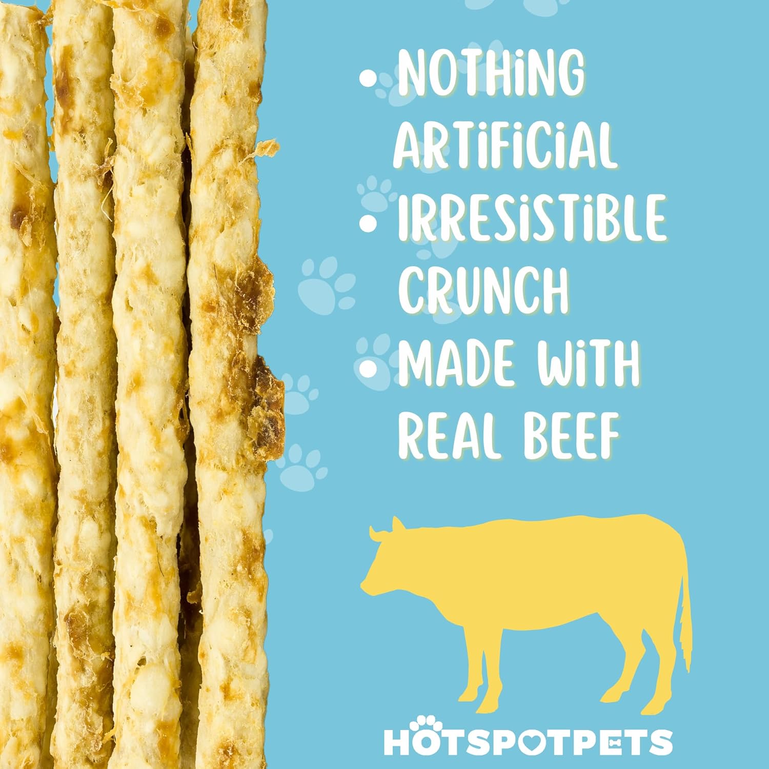 hotspot pets Palitos de carne alternativos de cuero crudo natural para perros (paquete de 10) golosinas masticables digeribles para perros, ideales