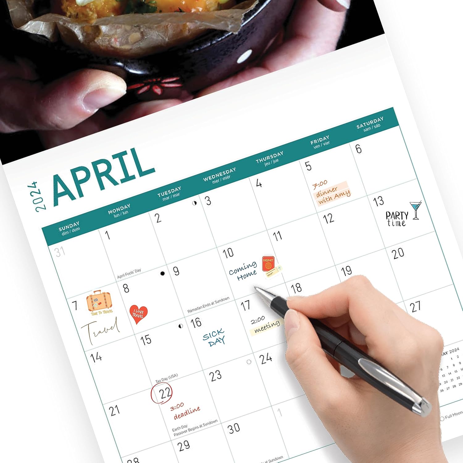 Bright Day – Calendario mensual de pared de recetas veganas 2024, calendarios por una causa, 12 x 12 pulgadas, embalaje sin plástico, regalo de