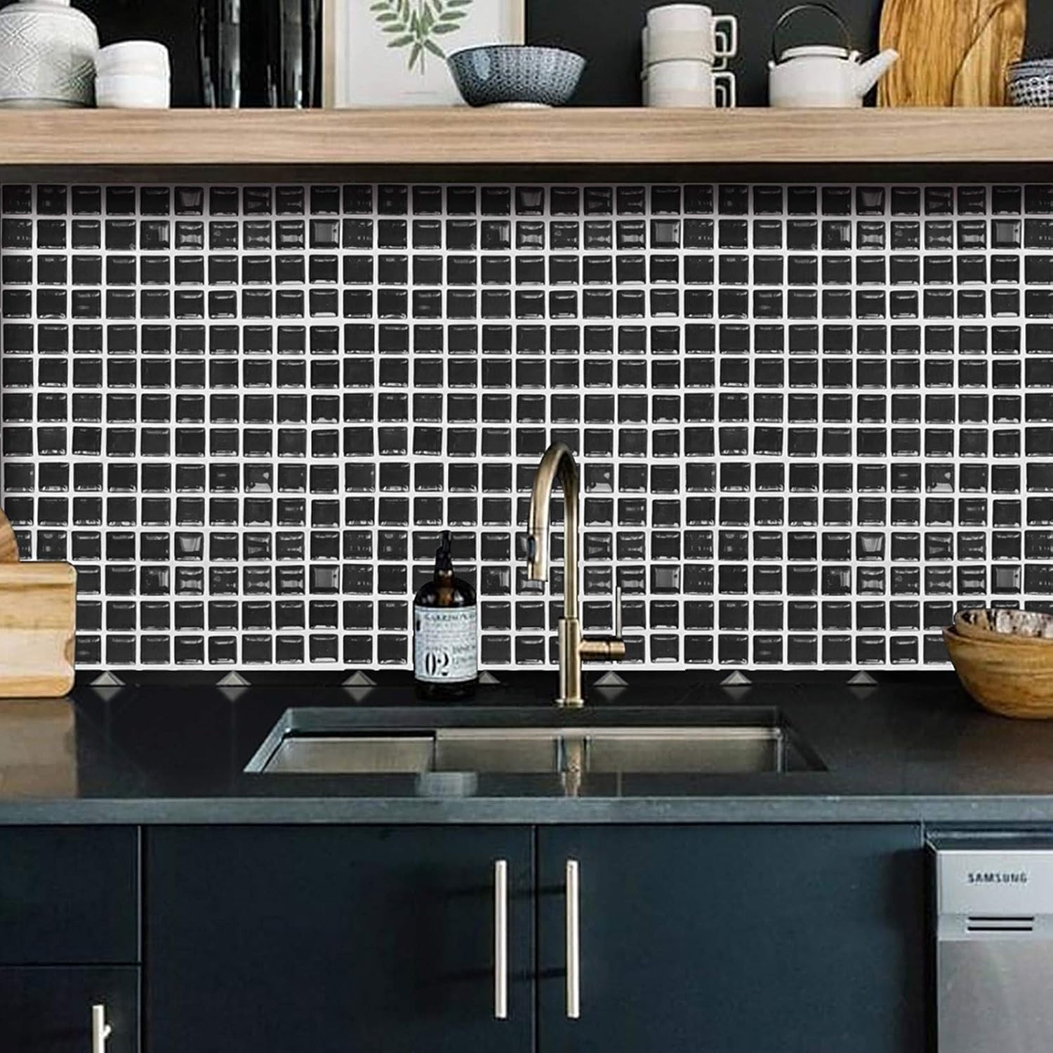 Azulejo adhesivo de 10 hojas para cocina, protector contra salpicaduras para cocina y baño, azulejos de pared 3D autoadhesivos para bordes de