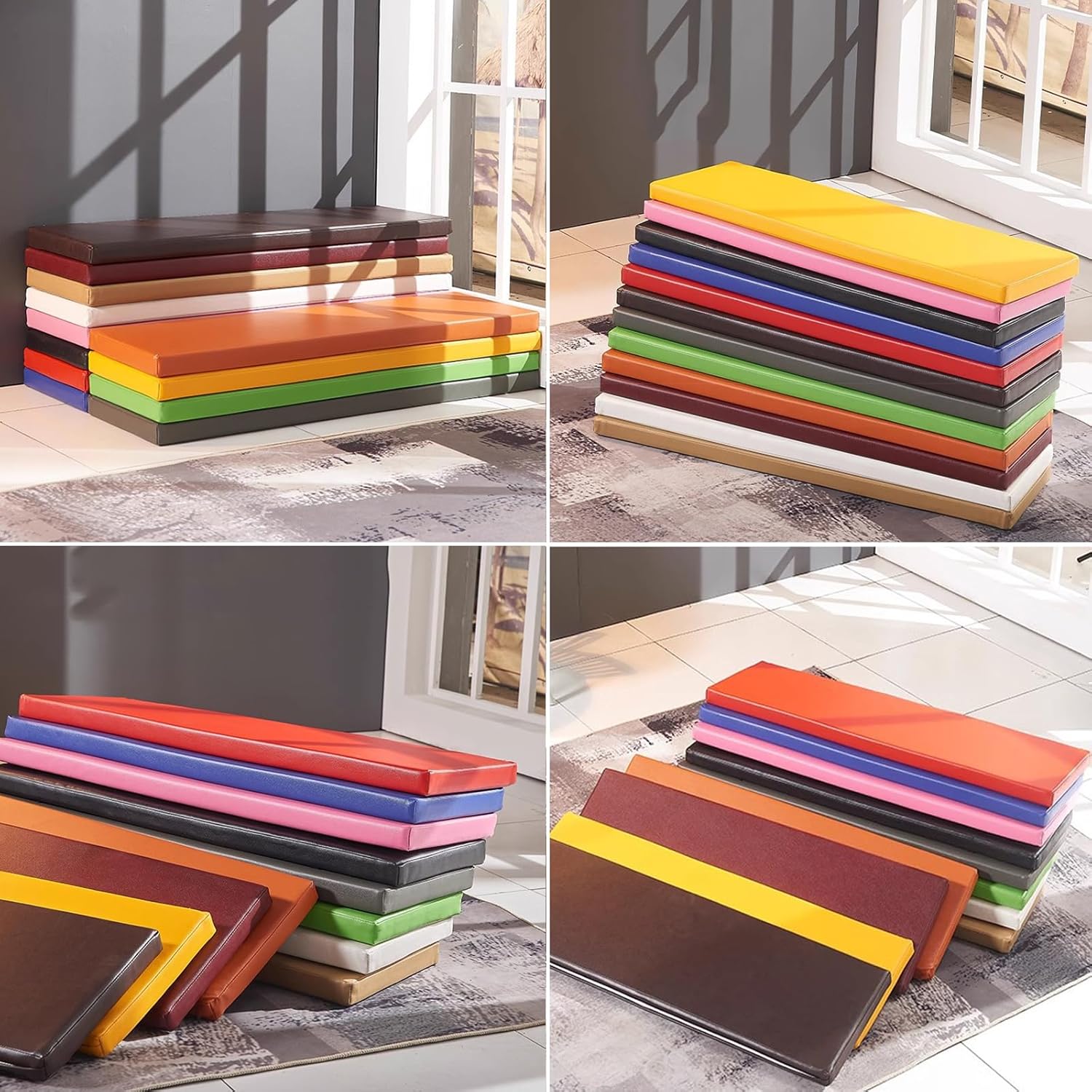 Cojines de banco personalizados, cojín de asiento de banco de piel sintética impermeable para muebles de interiorexterior, almohadilla de banco de