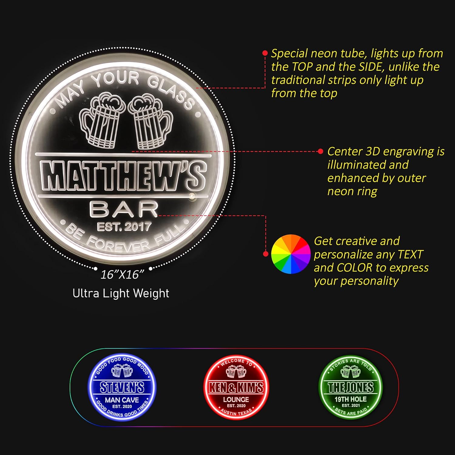 Letreros de barra de neón personalizados para el hogar, letrero de bar personalizado para sala de juegos de cueva de hombre, letreros de cerveza de