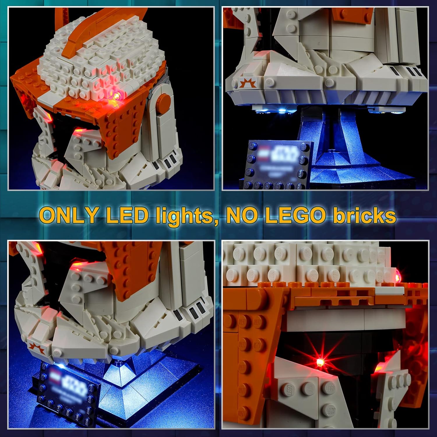 Vaodest Luz LED para Lego Clone Commander Cody Helmet 75350 Juego de modelos de bloques de construcción, diseño y configuración compatible con el