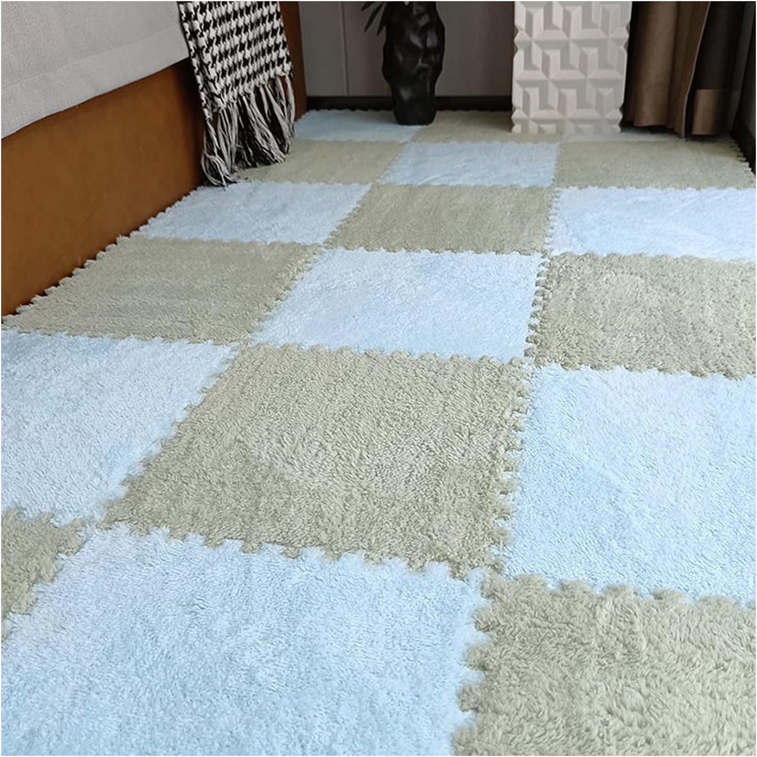 10 tapetes de espuma de rompecabezas de felpa, entrelazados, suaves y antideslizantes, tapete de espuma para gimnasio en casa, 12 x 12 pulgadas1 x 1