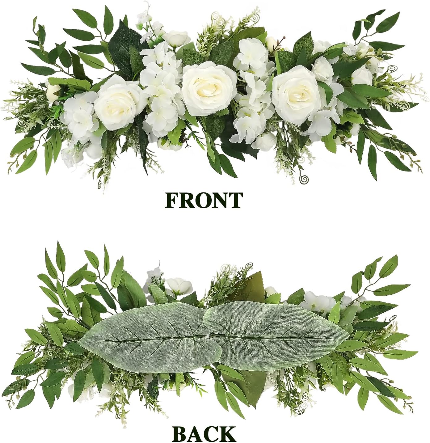 Arreglo floral de árbol artificial, diseño floral rústico, con diseño de arco para boda, recepción, decoración de mesa (blanco)
