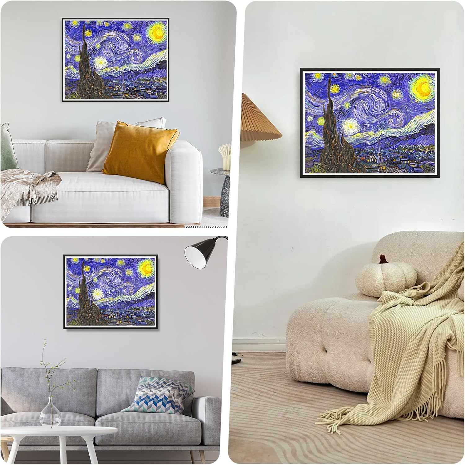 MOYFACE Pintura de diamante 5D noche estrellada, kits de pintura de diamantes para adultos con Van Gogh, pintura de taladro completo por números,