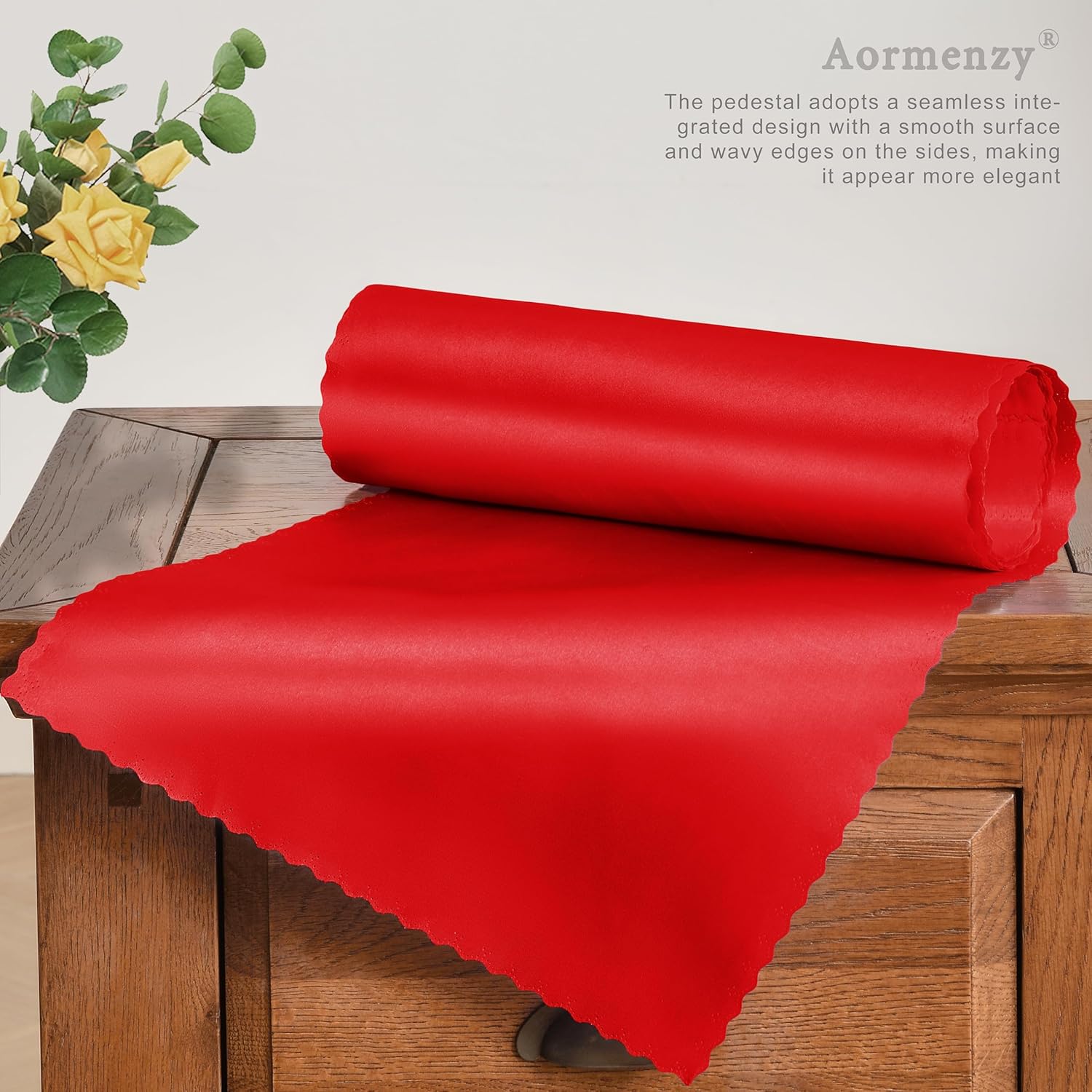 Aormenzy 24 caminos de mesa de satén rojo de 12 x 108 pulgadas, caminos de mesa de boda sedosos, decoración de mesa elegante, caminos de mesa suaves