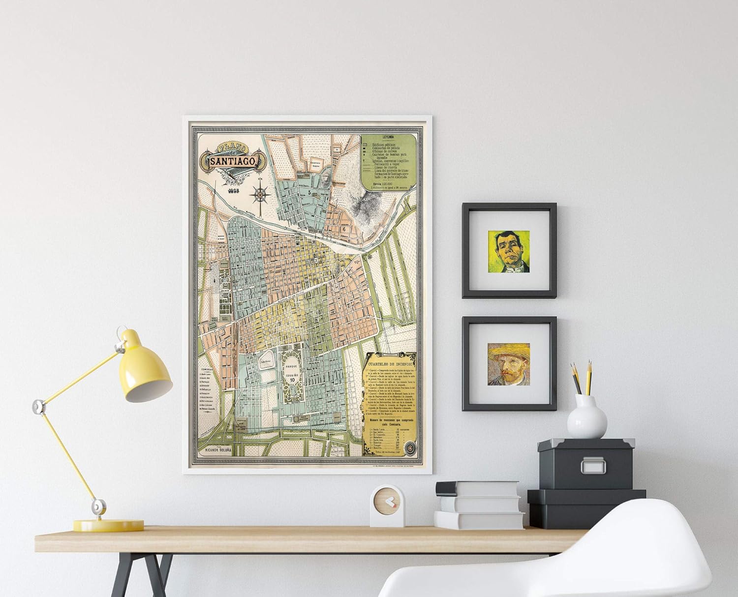 Vintage Map of Santiago, Chile from 1895 Photo Print Poster Unique Gift Old Ancient Historic  Size 15 x 10 Inches