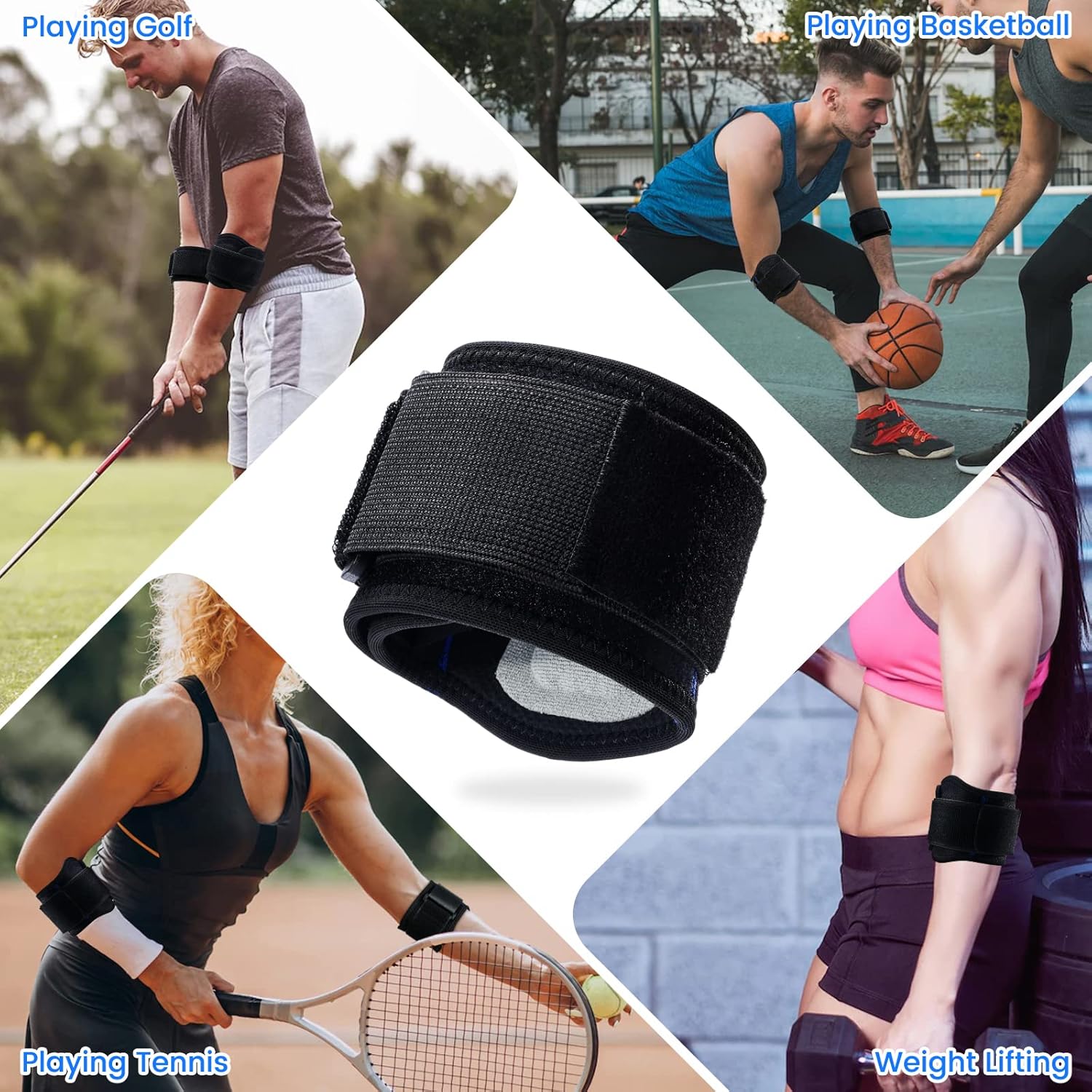 ABYON Paquete de 2 coderas para tendinitis y codo de tenista, coderas de tenis para hombres y mujeres, correa de alivio del dolor en el antebrazo,