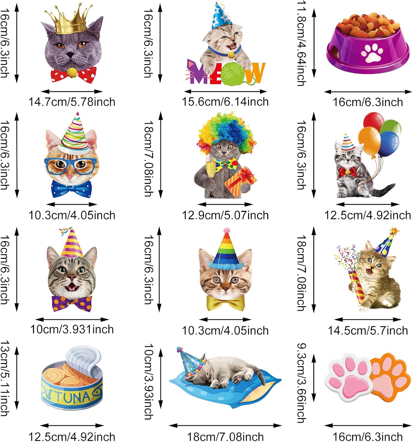 Yisong 46 piezas de decoración de remolino de gato, decoración de fiesta de cumpleaños de miau, remolino colgante para techo de niños, niños, niñas,