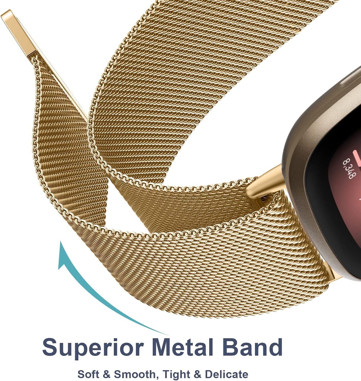 Correa de metal para Fitbit Sense 2  Sense Bands, Fitbit Versa 4  Versa 3 bandas para mujeres y hombres, correa de repuesto magnética de malla de