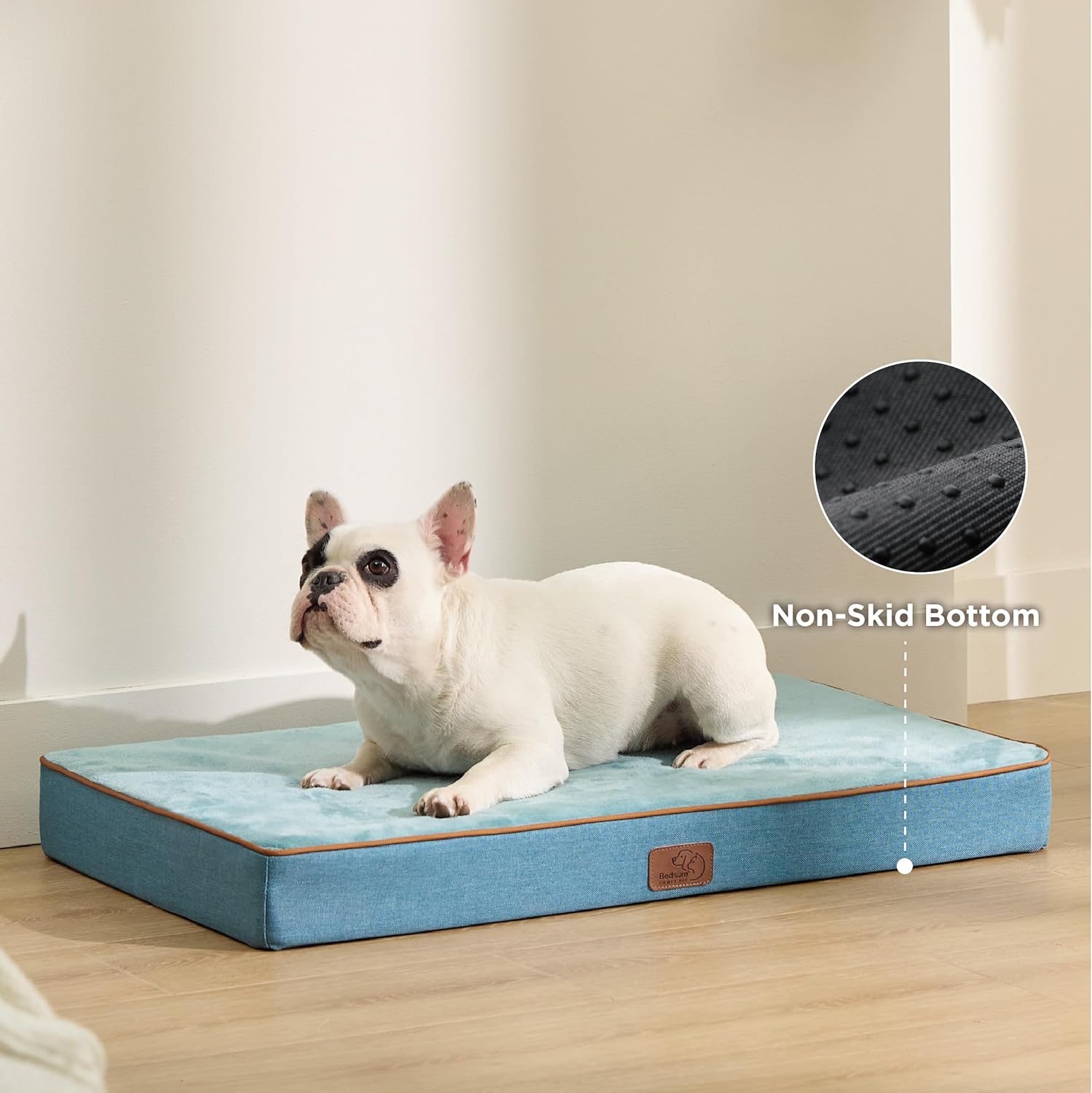 Bedsure Cama ortopédica mediana para perros medianos, almohada impermeable de espuma viscoelástica para perros, con funda extraíble lavable y parte